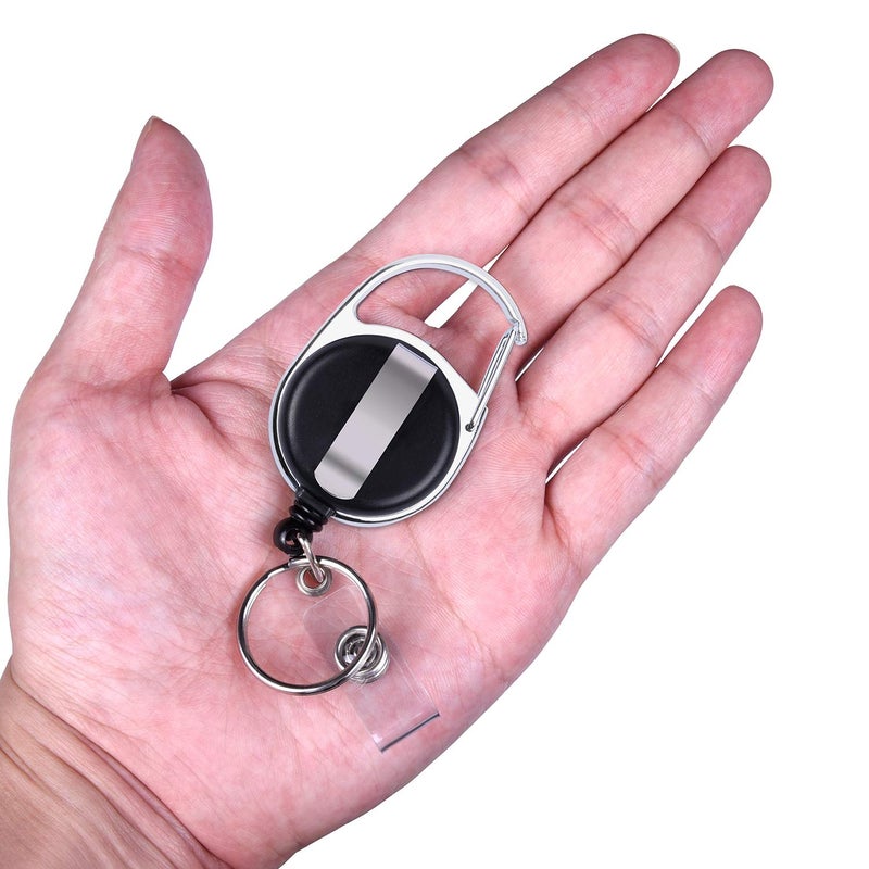 Wisdompro Badge Holder with Retractable Reel, 2 Pack Vertical Double Sided Clear ID Badge Card Holder and Carabiner Badge Reel with 24 inch Pull Cord - Image 4